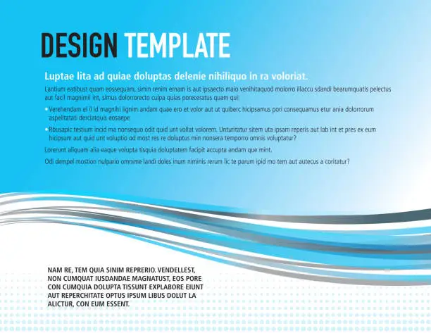 Vector illustration of Presentation aqua blue swoosh polygonal template with sample text layout