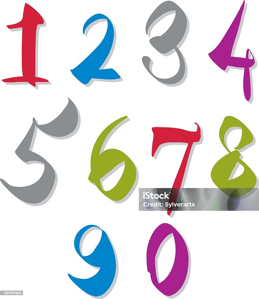 Numbers Moders Handwritten Vector Numbers Modern Numbers Set Stock Illustration ...