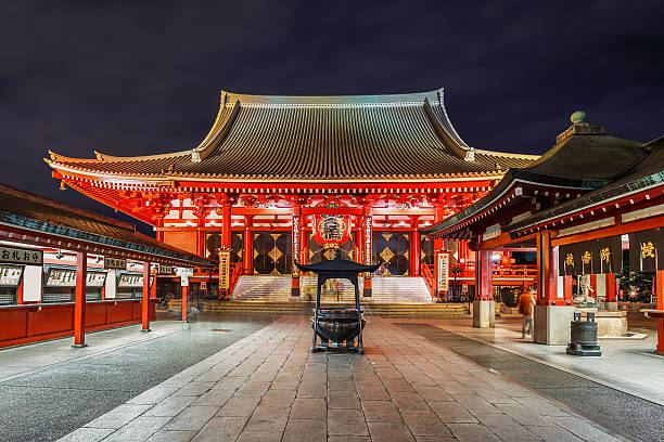 hall principal du temple sensoji à tokyo - kaminarimon gate photos et images de collection
