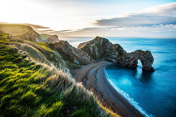 두들 켜지게 아름다운 도싯 플라주 - durdle door 뉴스 사진 이미지