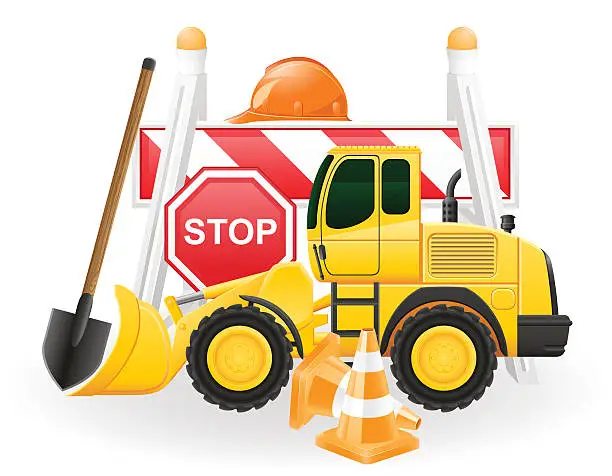 Vector illustration of road works concept icons vector illustration