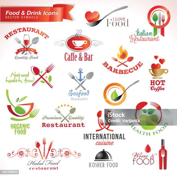 Set Of Food And Drink Vector Icons Stock Illustration - Download Image Now - Abstract, Apple - Fruit, Bar - Drink Establishment