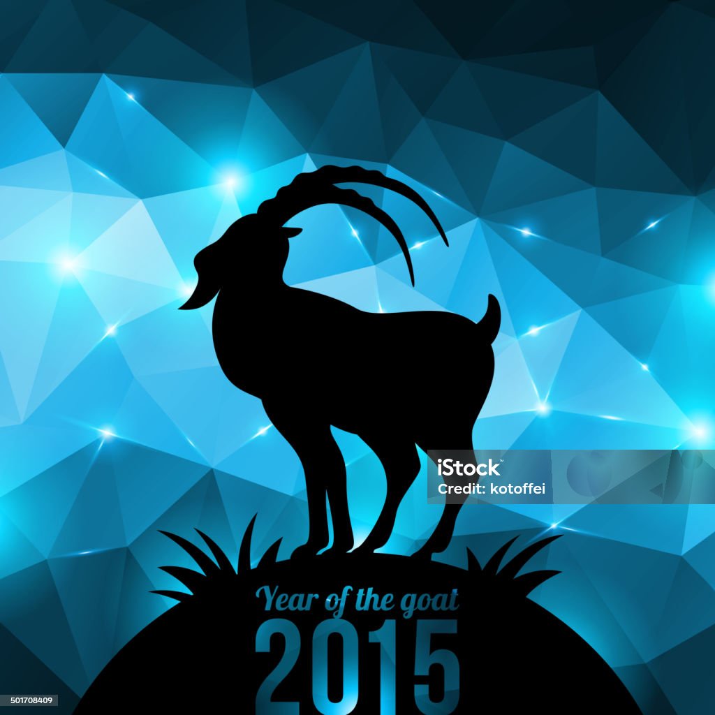 Chinese New Year 2015. Year of the Goat. Vector illustration. Black goat silhouette on shining geometric background. 2015 stock vector