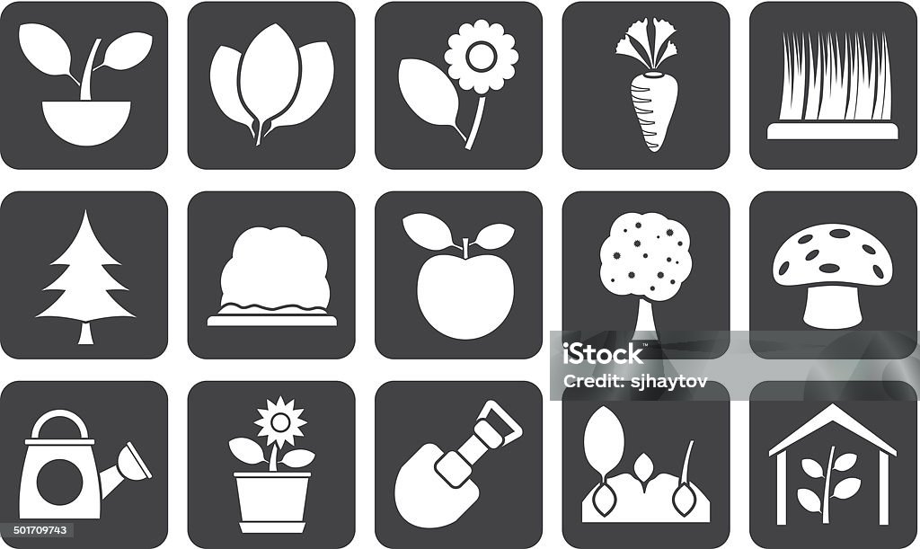 Silhouette Different Plants and gardening Icons Silhouette Different Plants and gardening Icons - vector icon set Agriculture stock vector