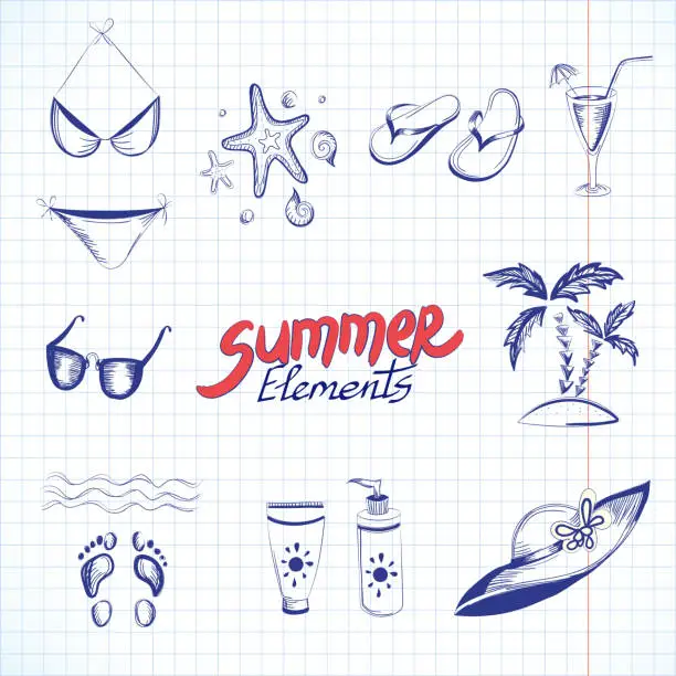 Vector illustration of Summer elements for your design