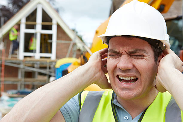 Construction Suffering From Noise Pollution On Building Site stock photo