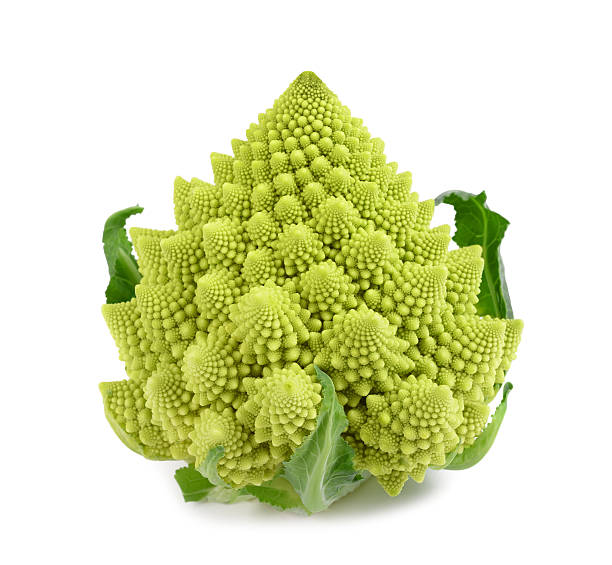 românico couve-flor - cauliflower vegetable white isolated imagens e fotografias de stock