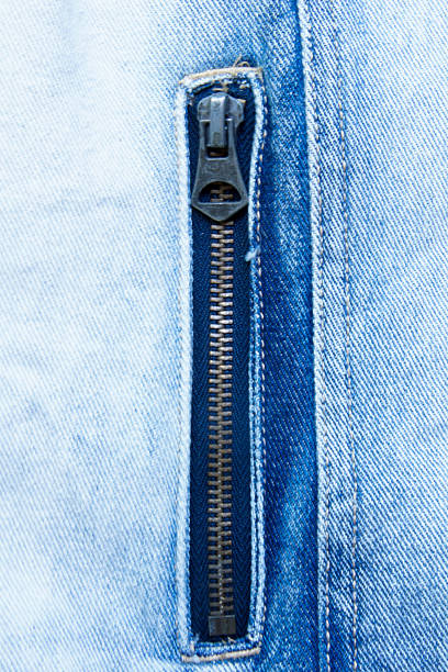 Blue Denim Jeans Texture with Zipper stock photo