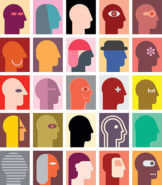 ilustrações, clipart, desenhos animados e ícones de várias pessoas, retratos - human head silhouette side view men