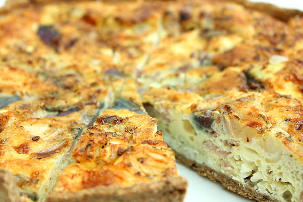 istock Sliced homemade bacon and egg quiche tart / savoury flan image 501713421