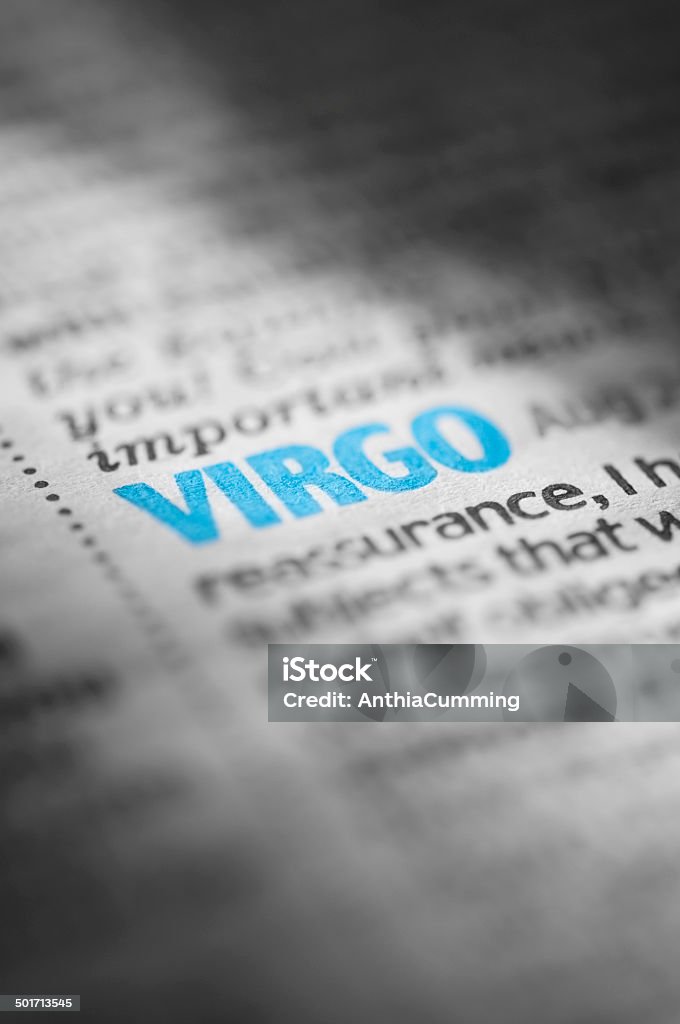 Virgo horoscope in a newspaper typed in blue Virgo horoscope in a newspaper Article Stock Photo