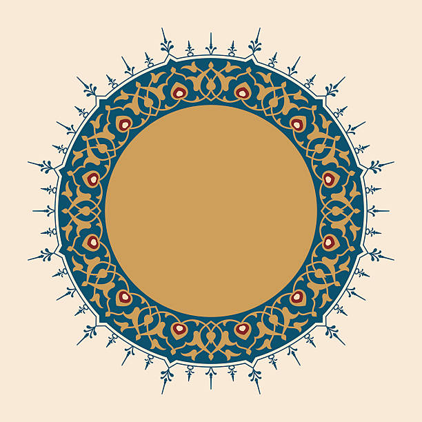 Not a Floral Ornament One Arabic Floral Frame. Traditional Islamic Design. Mosque decoration element. Elegance Background with Text input area in a center. granada stock illustrations
