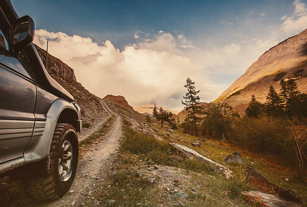 Off-road car on mountain road Off-road car on mountain road altai mountains photos stock pictures, royalty-free photos & images