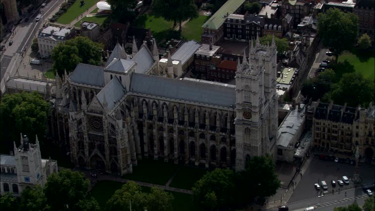 Westminster Abbey  - Aerial View - England, Greater London, City of Westminster, United Kingdom