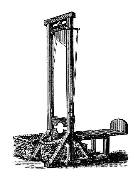 antikes illustration guillotine - illustration and painting antique old fashioned engraving stock-grafiken, -clipart, -cartoons und -symbole