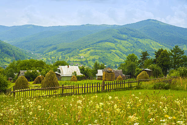 chalet in the mountains chalet in the mountains in the Carpathians in Ukraine country road sky field cloudscape stock pictures, royalty-free photos & images