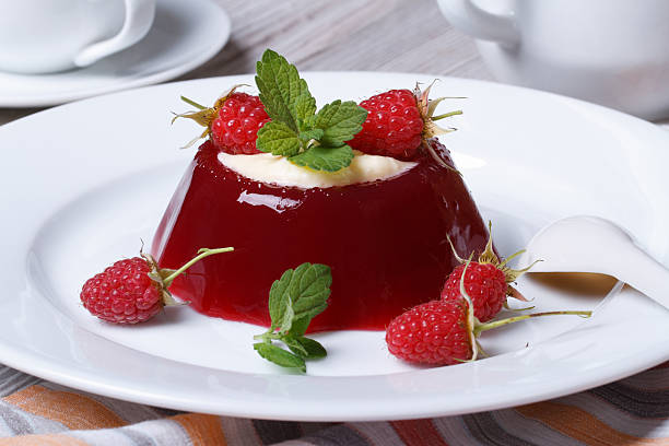 istock Delicious jelly with fresh raspberries and mint 501734901