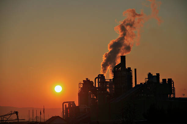 factory chimneys stock photo