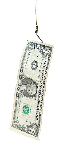 istock fishing with 1 dollar banknote lure on fishhook 501737321