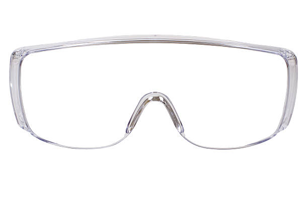 safety glasses photo gauzy protective spectacles on white background isolated, close up full face safety glasses stock pictures, royalty-free photos & images