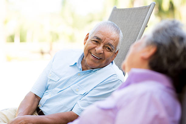 istock Latin senior husband looking at wife 501737761