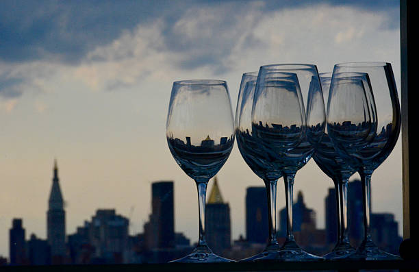 istock Wine glasses with New York background 501739036