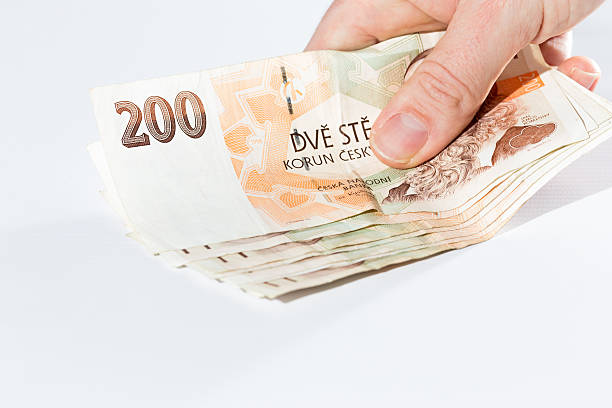 istock Male hand holding czech banknotes 501742478