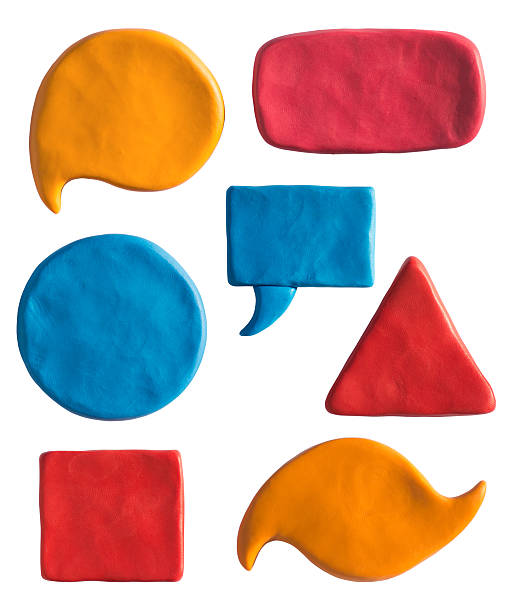 Clay putty, plasticine handmade shapes and badges templates. Geometry objects, backgrounds for text or any design. Putty design templates. clay sculpture stock pictures, royalty-free photos & images