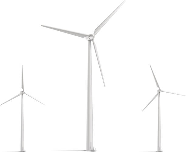 illustrations, cliparts, dessins animés et icônes de wind turbine ensemble - éolienne