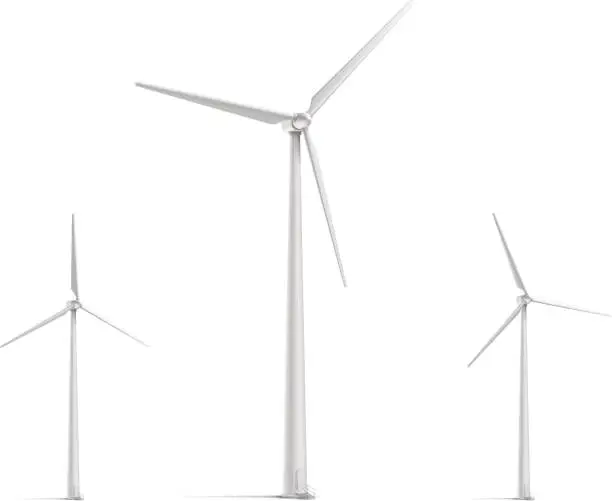 Vector illustration of Wind Turbine Set