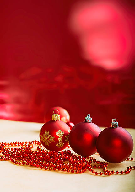 istock Christmas Composition. Red Baubles On Red Background 501746198