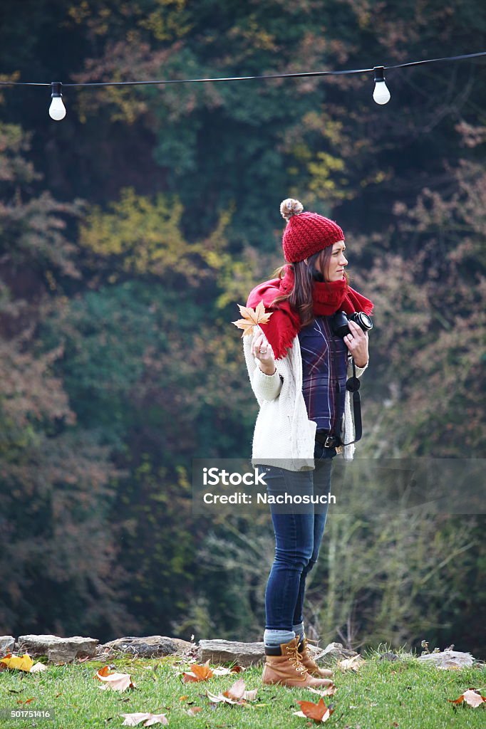 Young beautiful woman in a beech wood Young beautiful woman in one of the most amazing beech forest in Europe, "La Fageda d'en Jorda", a nature paradise placed close to Olot village, Catalonia, Spain. 2015 Stock Photo