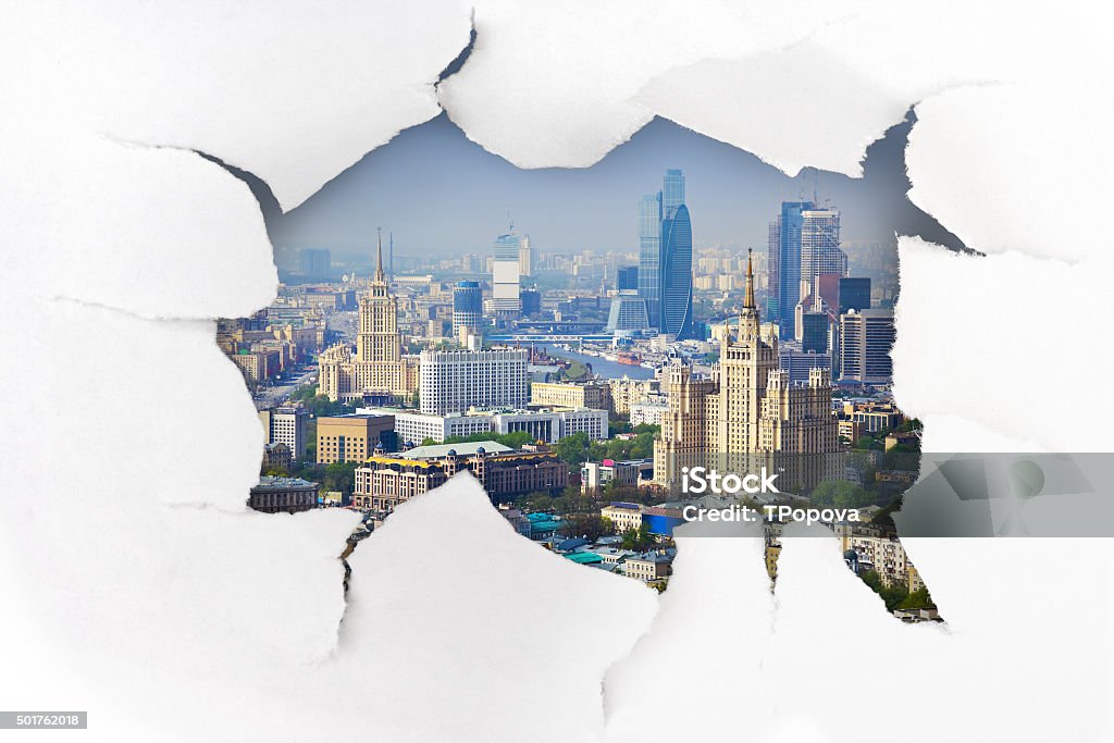 Paper hole and town (Moscow Russia) Paper hole and town (Moscow Russia) - architecture concept 2015 Stock Photo