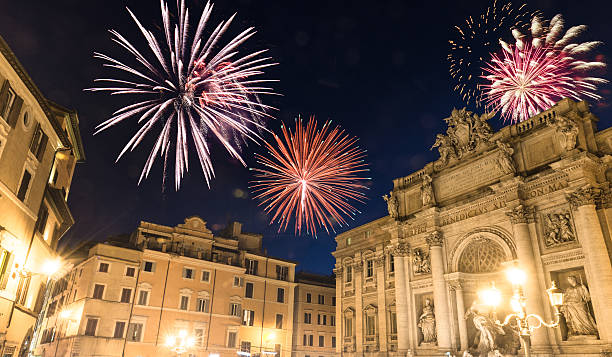 istock Trevi fountain at night during the new year 501762432