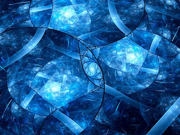 Photo of Blue glowing stained-glass fractal