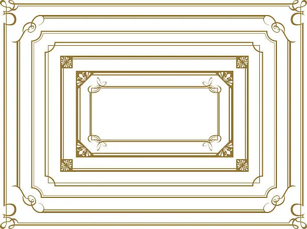 Vector illustration of decorative gold frame set Vector