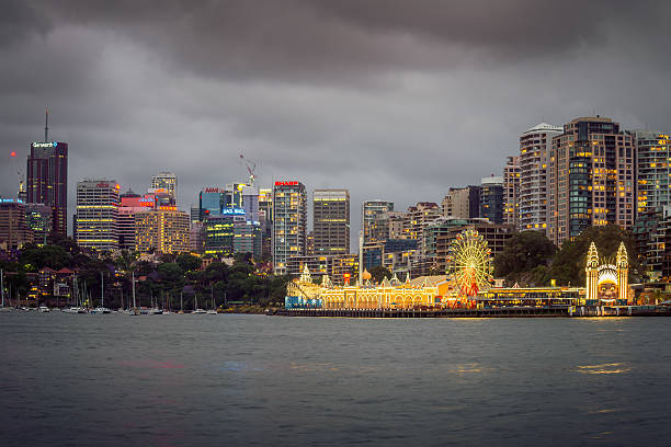 noite vista do parque luna em sydney - rio carnival fotos imagens e fotografias de stock