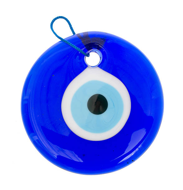 istock Glass Turkish eye on white background 501774013