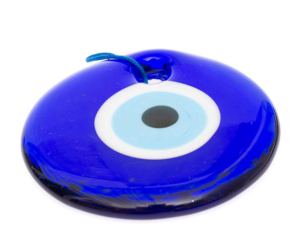 istock Glass Turkish eye on white background 501774015