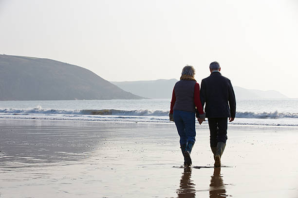 istock Senior Couple Walking Along Winter Beach 501774485