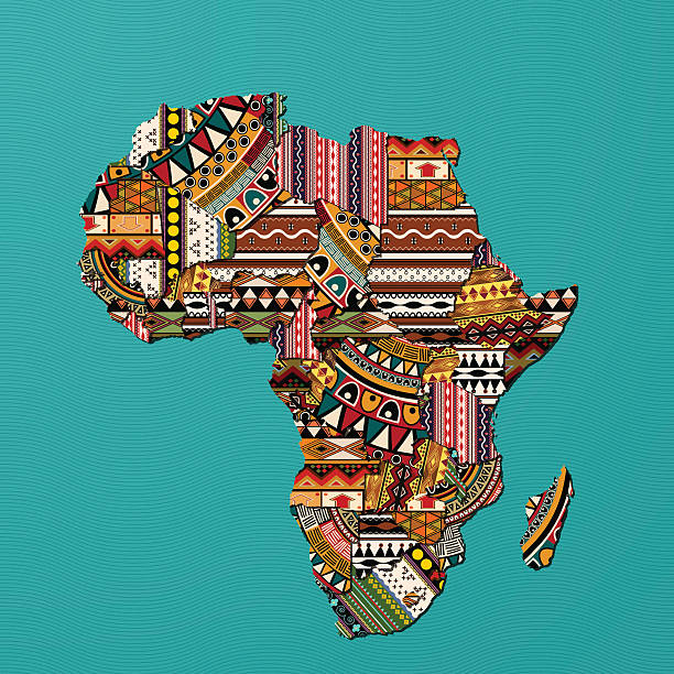 Africa Decorative map of Africa in traditional textures africa map stock illustrations