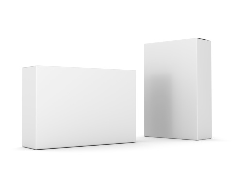 composition of two blank vertical and horizontal  boxes on white