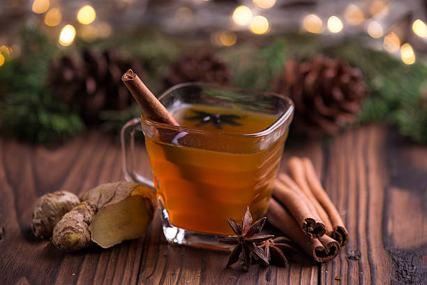 istock Warm drink for winter: tea, cinnamon, star anise, and ginger 501776850