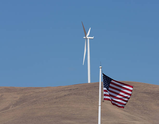 istock Wind Turbine And Flag 501777019