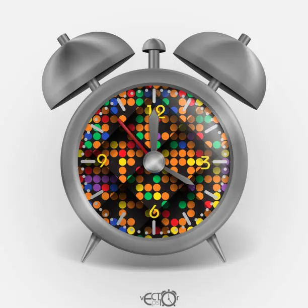 Vector illustration of Metal Classic Style Alarm Clock
