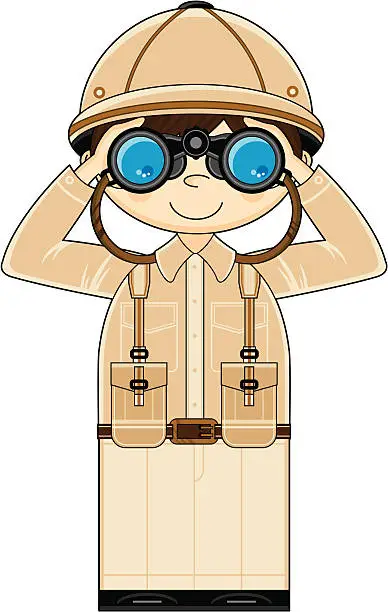 Vector illustration of Mini Explorer with Binoculars