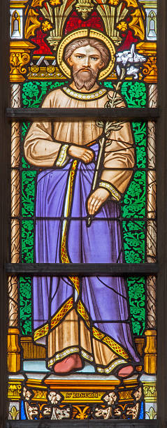 istock Brussels - st. Joseph on windowpane in the cathedral 501780583