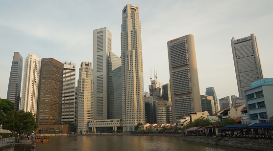 Singapore, Singapore - April 20, 2014: The Singapore Commercial Business District which we always visit beside Singapore River.