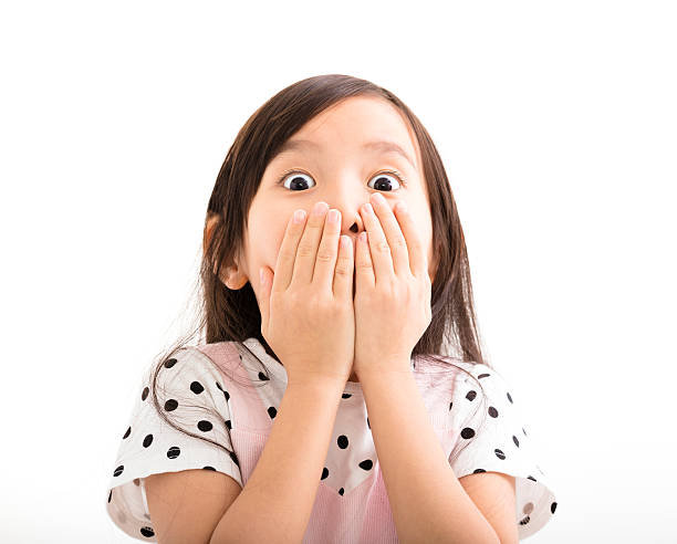 rapariga com grande surpresa face - surprise child little girls shock imagens e fotografias de stock