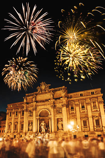 Trevi fountain at night during the new year
